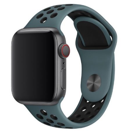 Curea Silicon Apple Watch negru cu albastru inchis