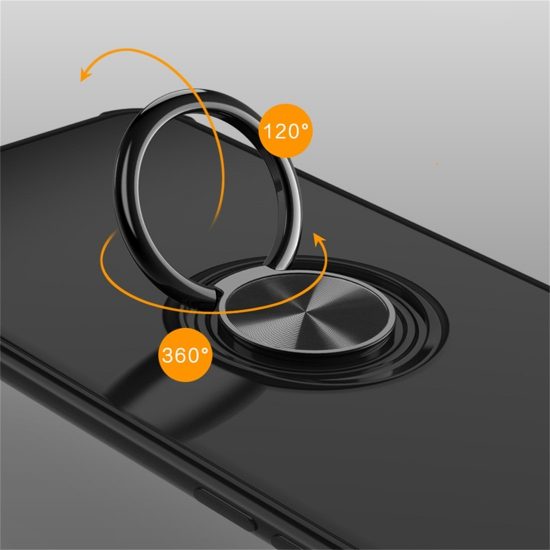 husa cu inel metalic rotativ 360 iphone xs max rosie material semi moale tpu functie suport 3