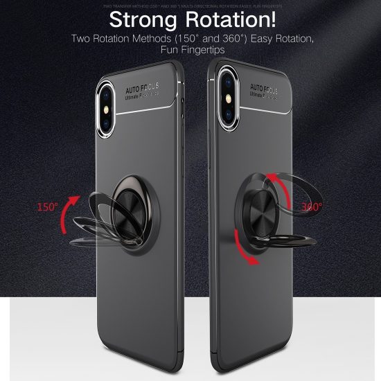 husa cu inel rotativ iphone xs x rosie model autofocus material semi moale tpu 3