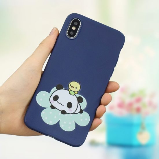 husa design panda iphone xs x albastra material tpu subtire si usoara 1