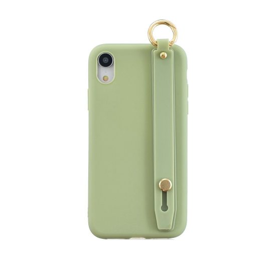 husa din tpu iphone xr verde cu functie bratara reglabila soft color subtire si usoara