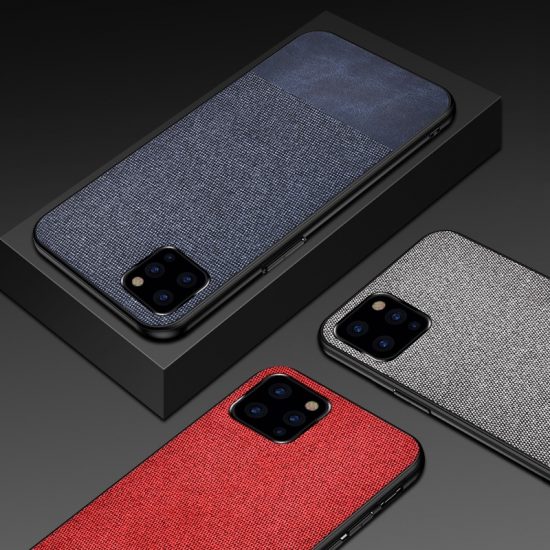 husa din tpu si policarbonat iphone 11 pro albastra textura material textil splicing 6