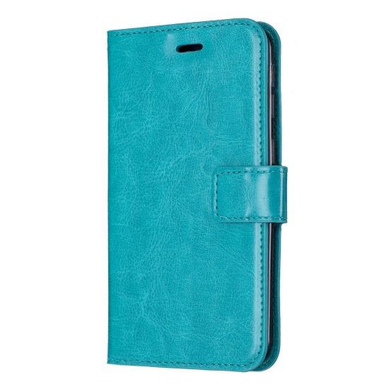 husa flip book cover iphone 11 pro albastra textura crazy horse slot card si poza functie portofel si stand