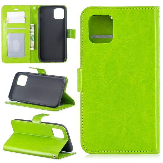 husa flip book cover iphone 11 pro verde textura crazy horse slot card si poza functie portofel si stand 1