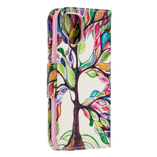 husa flip cover design tree of life iphone 11 pro multicolor material piele cu sloturi de card si bani 1