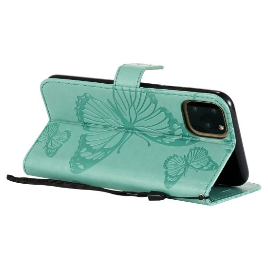 husa flip cover iphone 11 pro verde design butterfly functie suport stand si portofel sloturi card 3