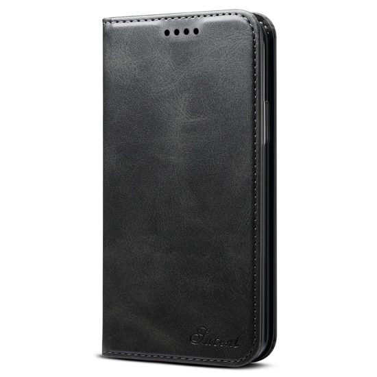 husa iphone 11 pro max neagra flip cover piele si tpu sloturi card bani si cu functie suport originala suteni