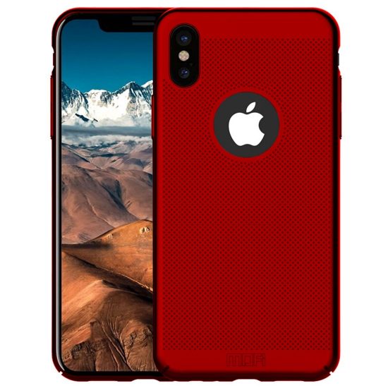 husa iphone xs iphone x rosie cu decupaj si aerisire policarbonat ultra thin frosted subtire mofi