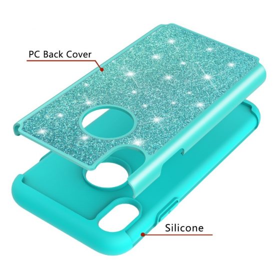 husa model glittery iphone xr verde policarbonat si silicon stil shiny 6