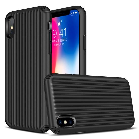 husa model travel box iphone xs max neagra protectiva material tpu si policarbonat rezistenta