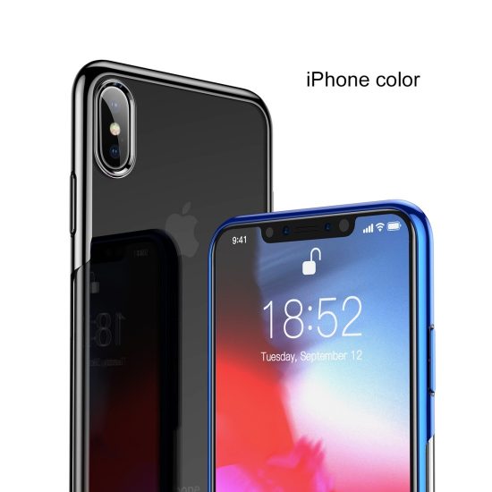 husa originala baseus iphone xs max transparent albastra seria shining material moale tpu subtire usoara atractiva 3