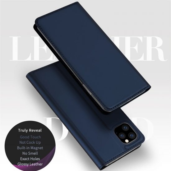 husa originala dux ducis iphone 11 pro max albastra piele si tpu functie suport si sloturi eleganta 3