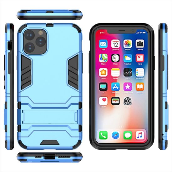 husa protectiva iphone 11 pro albastru cu suport material policarbonat si tpu 2