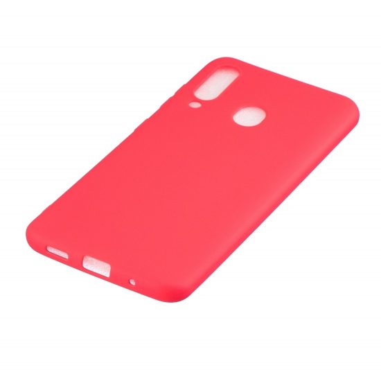 husa protectiva samsung m40 rosie material semi moale tpu model frosted solid subtire si usoara 2