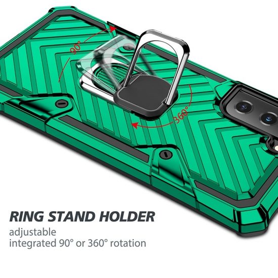 husa samsung s21 plus cu inel rotativ tip suport model cool armor verde inchis tpu si policarbonat 3