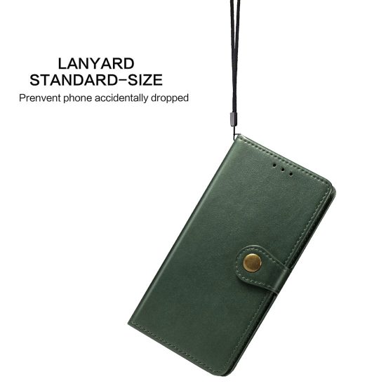 husa tip carte cu capsa iphone 11 verde piele design retro solid cu sloturi card si bani functie stand 4