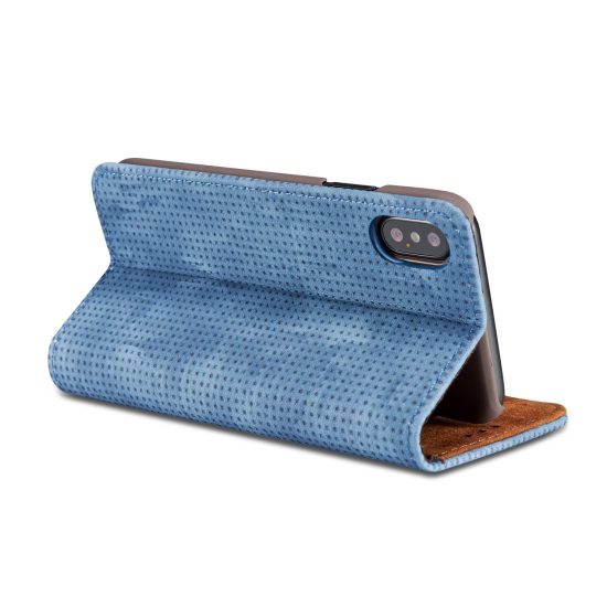 husa tip carte model breathable iphone xr albastra piele ecologica functie suport si sloturi 1