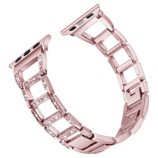 Curea Fashion Model Crystal Link pentru Apple Watch din Stainless Steel Rose Gold