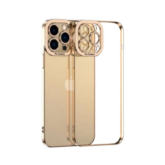 Husa cu Margini Colorate Model Luxury Transparent Apple iPhone 13 Auriu