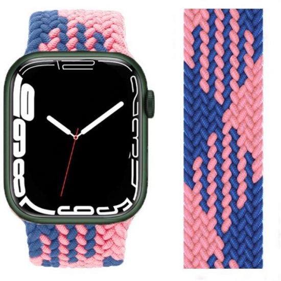 Curea Solo Loop pentru Apple Watch din Nylon Elastic Roz Albastru