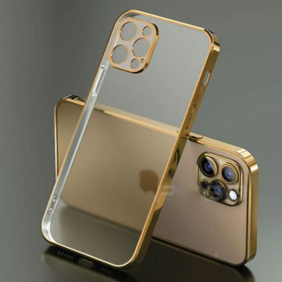 Husa model Luxury Full cover Apple iPhone Transparent Margini aurii