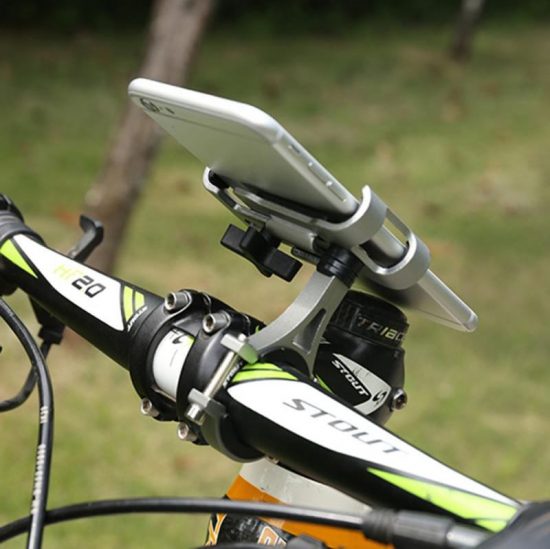 Suport Bicicleta pentru telefon Aubtec Montare Ghidon Fix Metal Argintiu