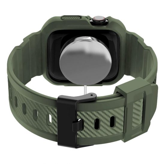Curea husa 2 in 1 Apple Watch Ultra Armor Solida Antisoc Silicon Military Green