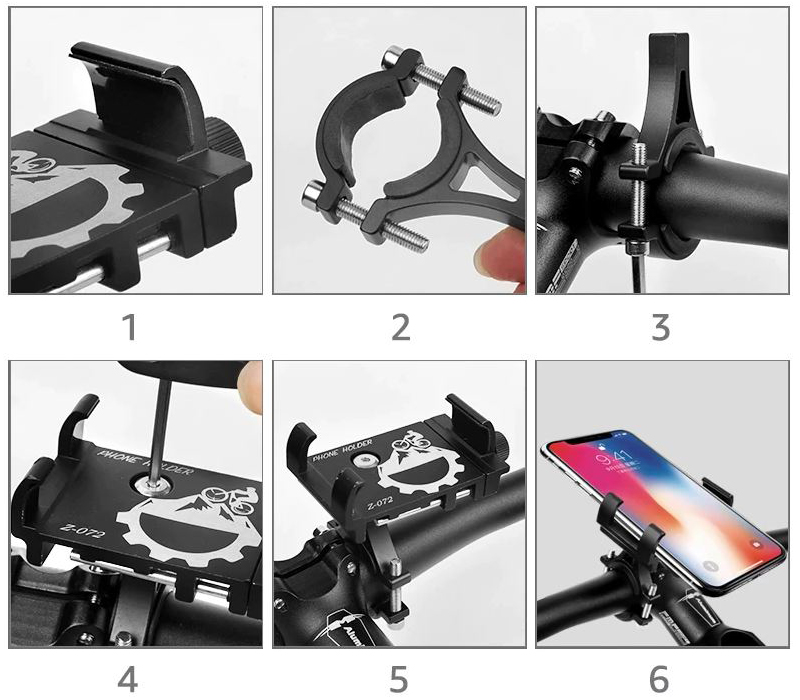 Suport telefon pentru bicicleta Slim Aubtec Montare pe ghidon Aluminiu 2