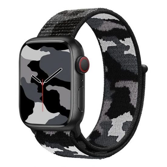 Curea Sport cu arici Apple Watch Nylon Camuflaj Negru