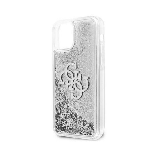 Husa Guess Charms iPhone 12 12 Pro Silicon Transparent si sclipici argintiu 4