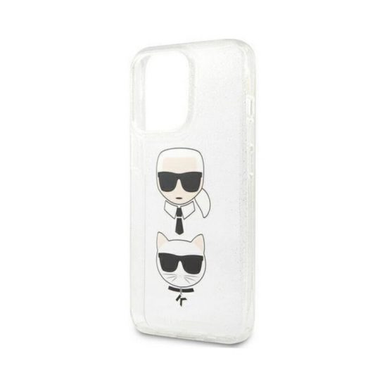Husa Karl Lagerfeld and Choupette iPhone 13 Pro Silicon Argintiu 6
