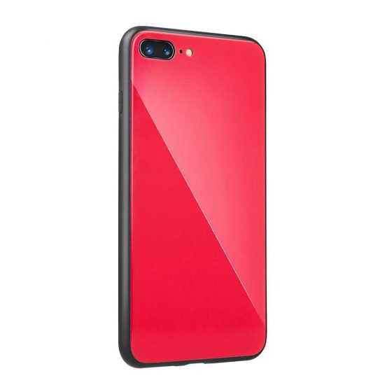 Husa cu spate din sticla rosie Samsung Galaxy Silicon cu Margini Negre