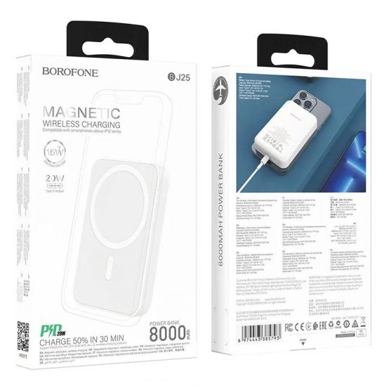 Baterie Externa Magsafe Mini Powerbank Capacitate 8000mAh Compatibila iPhone Alb