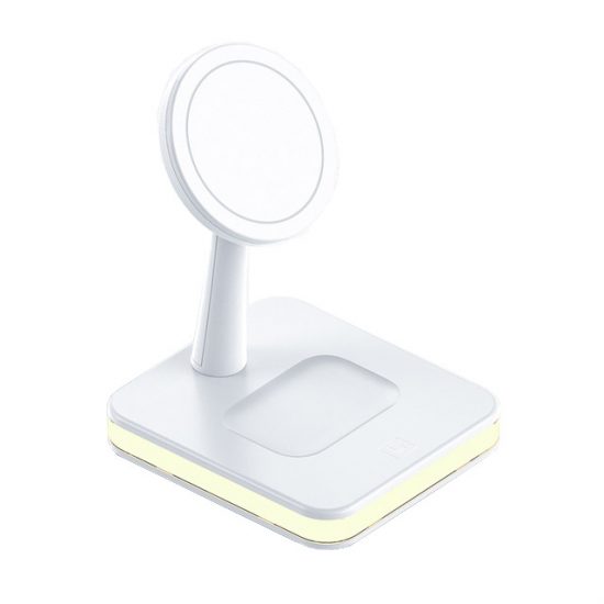 Suport Veioza Magnetica Incarcare Wireless 2 in 1 LED Alb