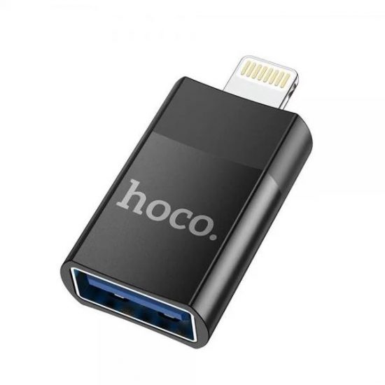 Adaptor OTG cu Port USB si Mufa pentru iPhone Hoco UA17 Negru