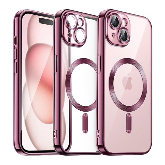 Husa Luxe Armor Magsafe Apple iPhone Margini colorate Silicon Roz