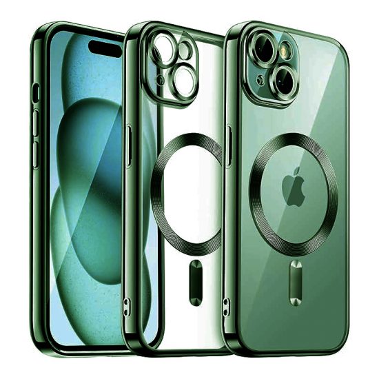 Husa Luxe Armor Magsafe Apple iPhone cu Margini colorate din Silicon Verde