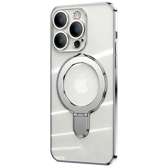 Husa Safe Ring Magsafe Inel Suport iPhone Margini colorate Silicon transparent Argitniu