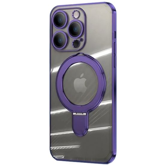 Husa Safe Ring Magsafe Inel Suport iPhone Margini colorate Silicon transparent Mov
