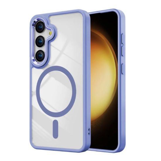 Husa Luxury Shield Magsafe cu Margini colorate Sasmung Galaxy Antisoc Protectie camera Albastru Sierra