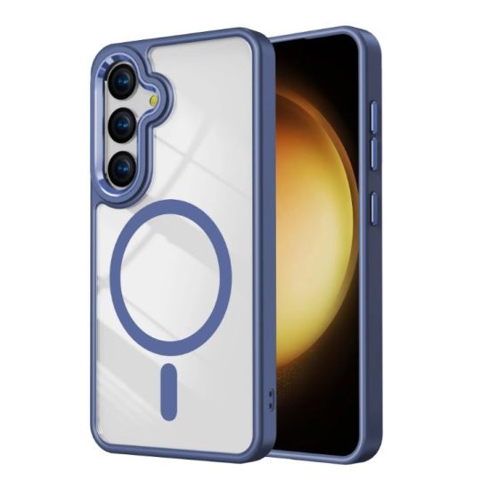 Husa Luxury Shield Magsafe cu Margini colorate Sasmung Galaxy Antisoc Protectie camera Albastru inchis