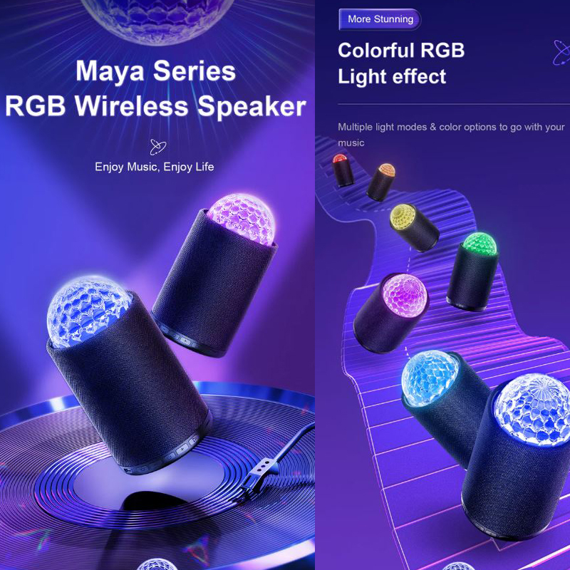 Boxa portabila Audio 360 Joyroom JR MS01 Maya Capacitate 2200mAh Culori RGB Bluetooth 5.1 Negru