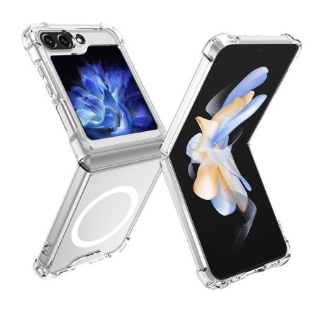 Husa Magsafe, Antisoc, Samsung Galaxy Z Flip 6/Flip 7 FE, Incarcare wireless, Protectie full, Transparent