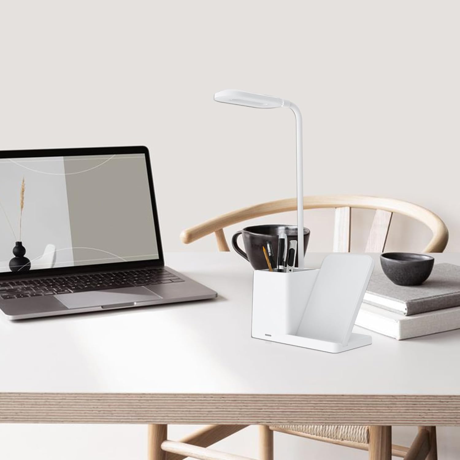 Lampa cu Incarcare Wireless 10W Suport pixuri Model G N16 Lumina 3 moduri Alb 1