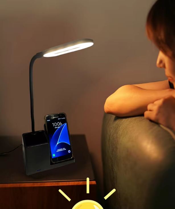 Lampa cu Incarcare Wireless 10W Suport pixuri Model G N16 Lumina 3 trepte Negru 1