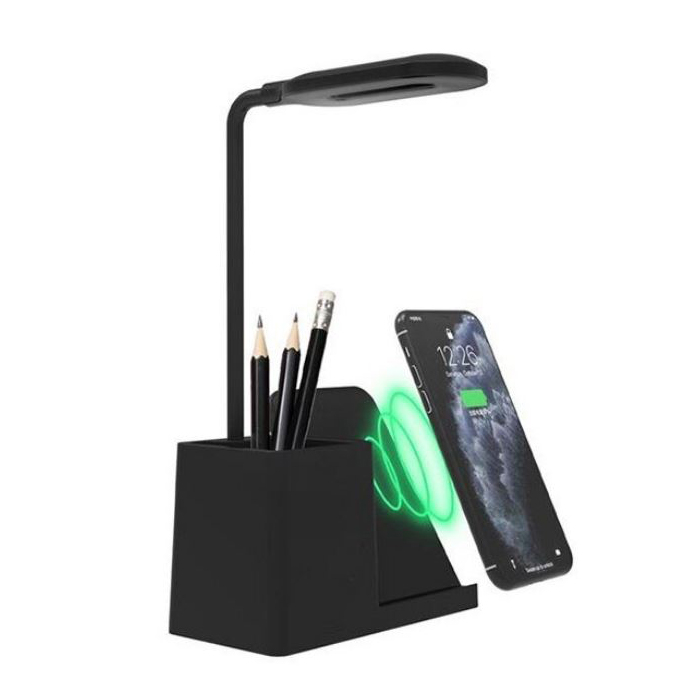Lampa cu Incarcare Wireless 10W Suport pixuri Model G N16 Lumina 3 trepte Negru 4