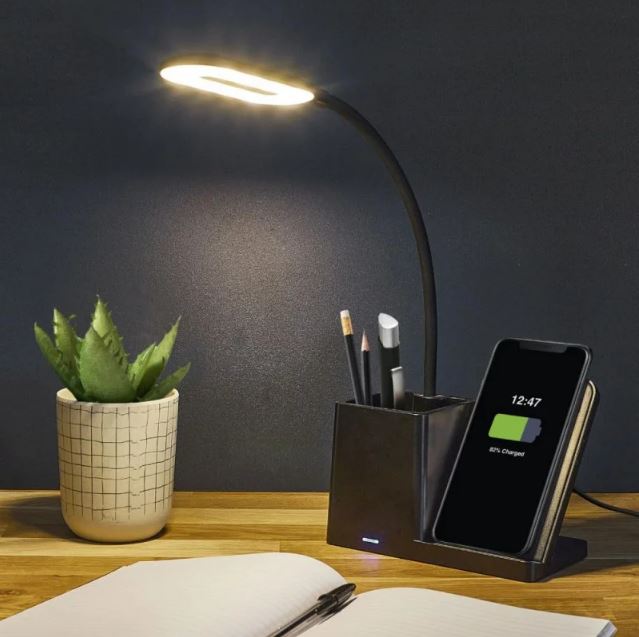 Lampa cu Incarcare Wireless 10W Suport pixuri Model G N16 Lumina 3 trepte Negru 5