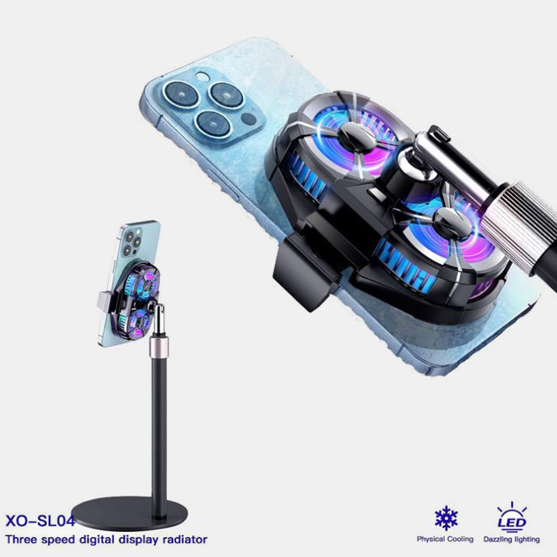 Cooler Dual Telefon XO SL04 Cleme de fixare Ventilator Racitor 3 Viteze LED RGB Negru 3