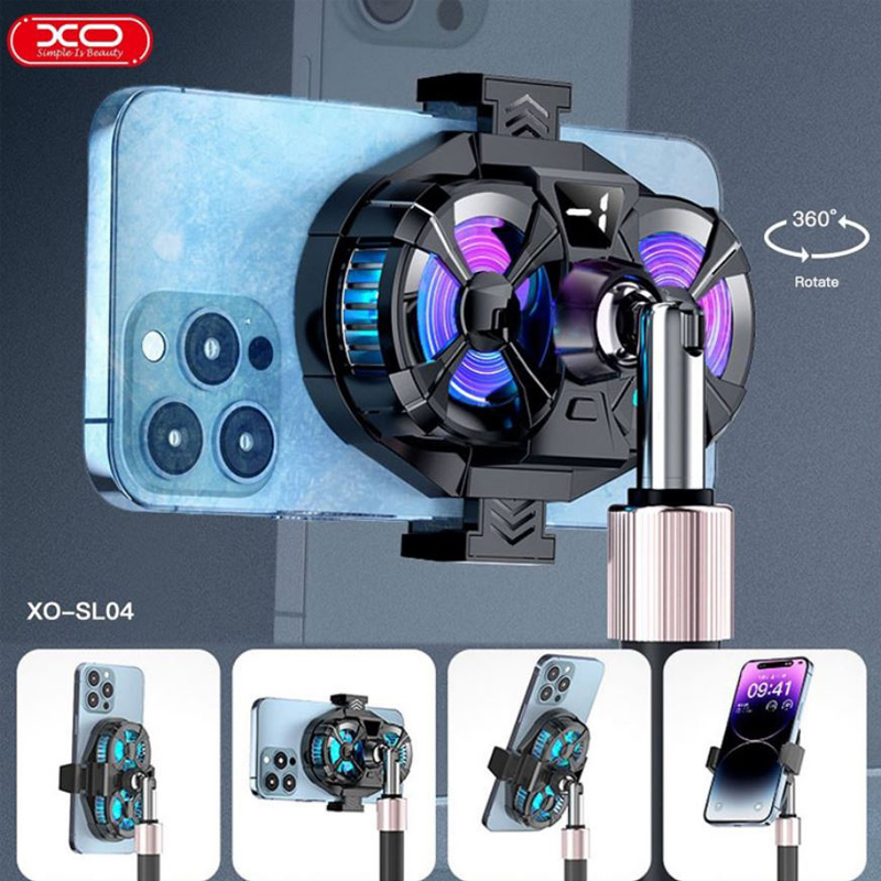 Cooler Dual Telefon XO SL04 Cleme de fixare Ventilator Racitor 3 Viteze LED RGB Negru 5