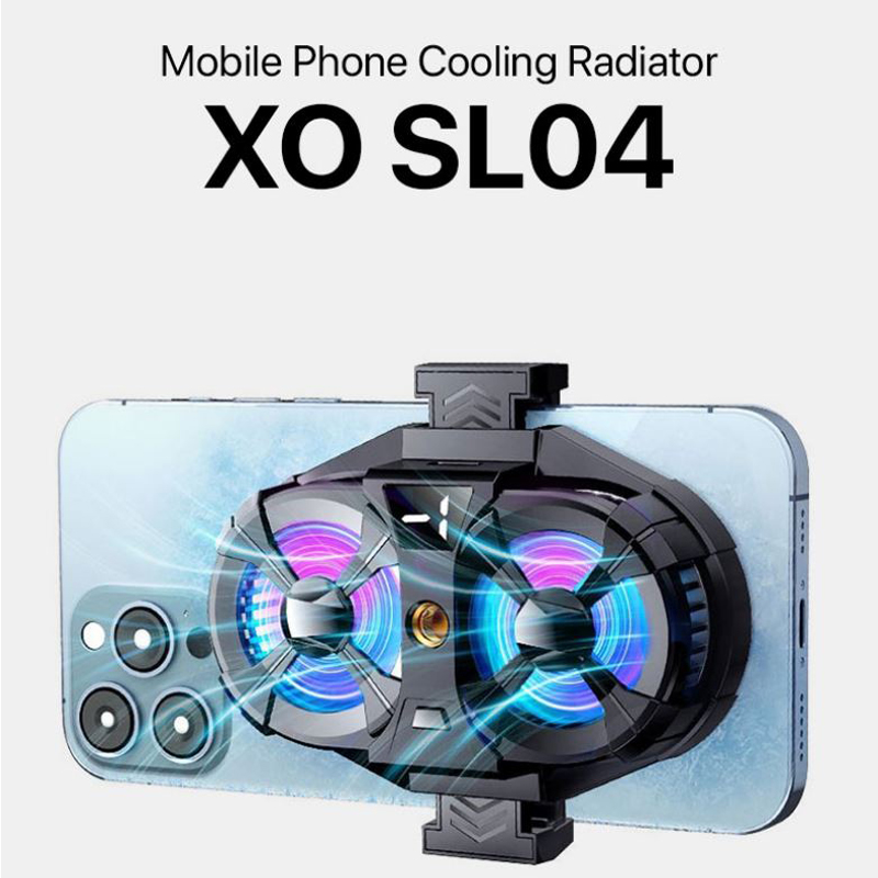 Cooler Dual Telefon XO SL04 Cleme de fixare Ventilator Racitor 3 Viteze LED RGB Negru